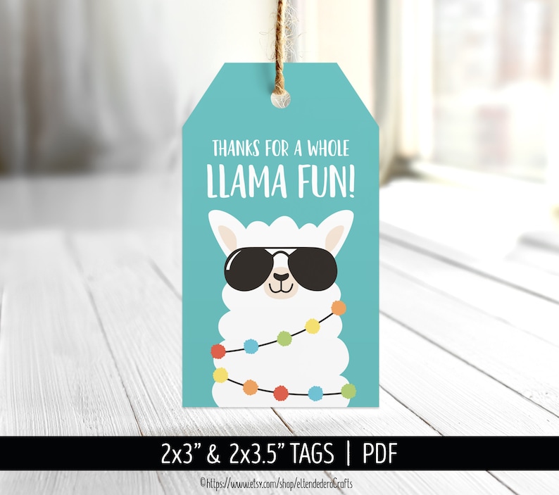 Printable Funny Thanks Cards Digital Treat Gift Decor Girl Baby Shower Bag Labels Sticker Birthday Party Favor Tags Llama Thank You Tags