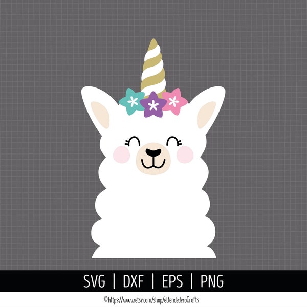 Llamacorn SVG. Unicorn Llama Cut File. Cute Girl Flower Crown Animals Vector Files for Cutting Machine. png dxf eps Digital Instant Download