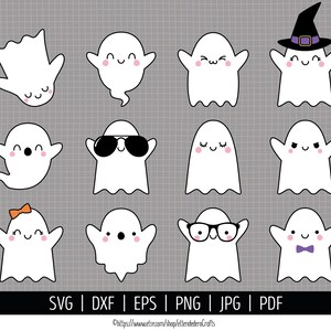 Ghost SVG. Kids Halloween Bundle Clipart. Cute Kawaii Phantom Vector Cut Files for Cutting Machine. Girl Ghost png dxf eps Instant Download