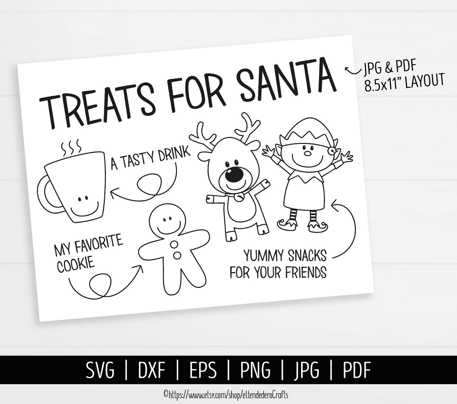 Treats for Santa Tray SVG. Cookies for Santa Placemat. Dear Etsy