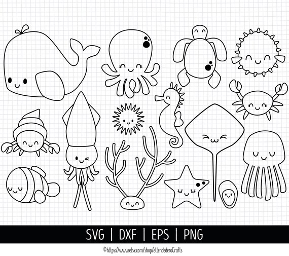 Under the Sea SVG Bundle. Outline Cartoon Sea Animals Cut - Etsy Ireland Under the Sea SVG Bundle. Outline Cartoon Sea Animals Cut - Etsy Ireland