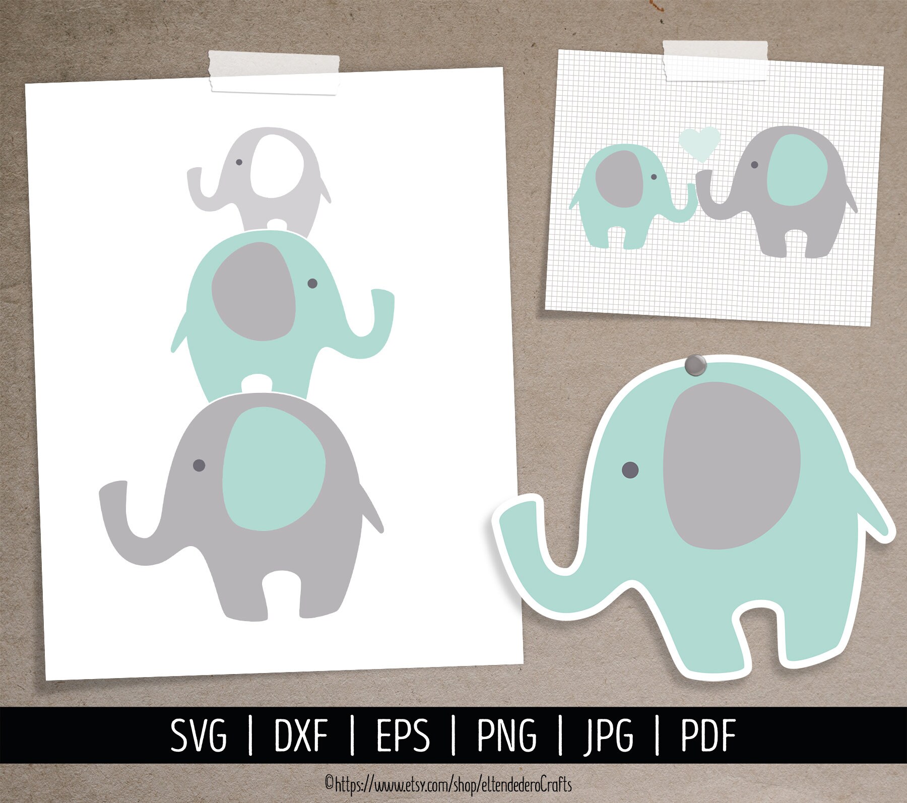 Elephant SVG. Nursery SVG Bundle Clipart Cut Files. Green Mint | Etsy