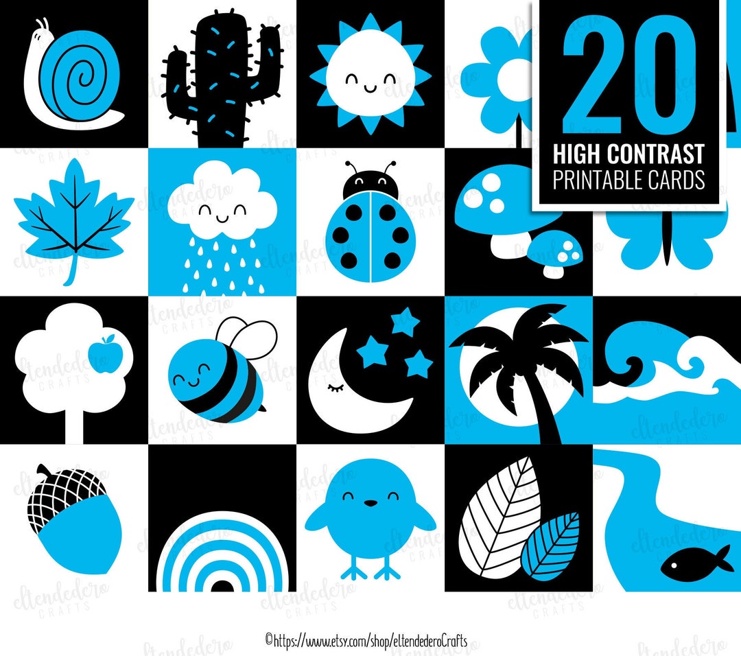 PRINTABLE High Contrast Baby Cards Monochrome Sensory Flash Etsy