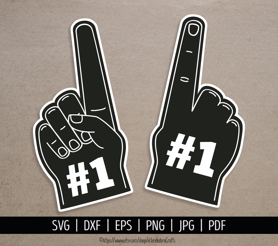 Fan Finger SVG. Number 1 Foam Finger Cut Files. Sports Team Photo Props