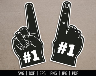 Fan Finger SVG. Number 1 Foam Finger Cut Files. Sports Team Photo Props SVG. #1 Foam Hand Team Instant Download dxf, eps, png, jpg, pdf