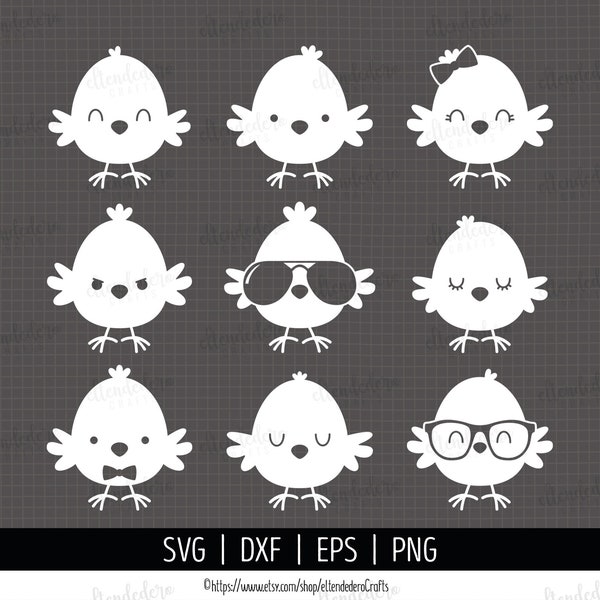 Chick SVG. Easter Chicks Bundle Clipart PNG. Chicken Boy - Girl Cut Files. Chick with Sunglasses Silhouette Vector Cutting Machine Download