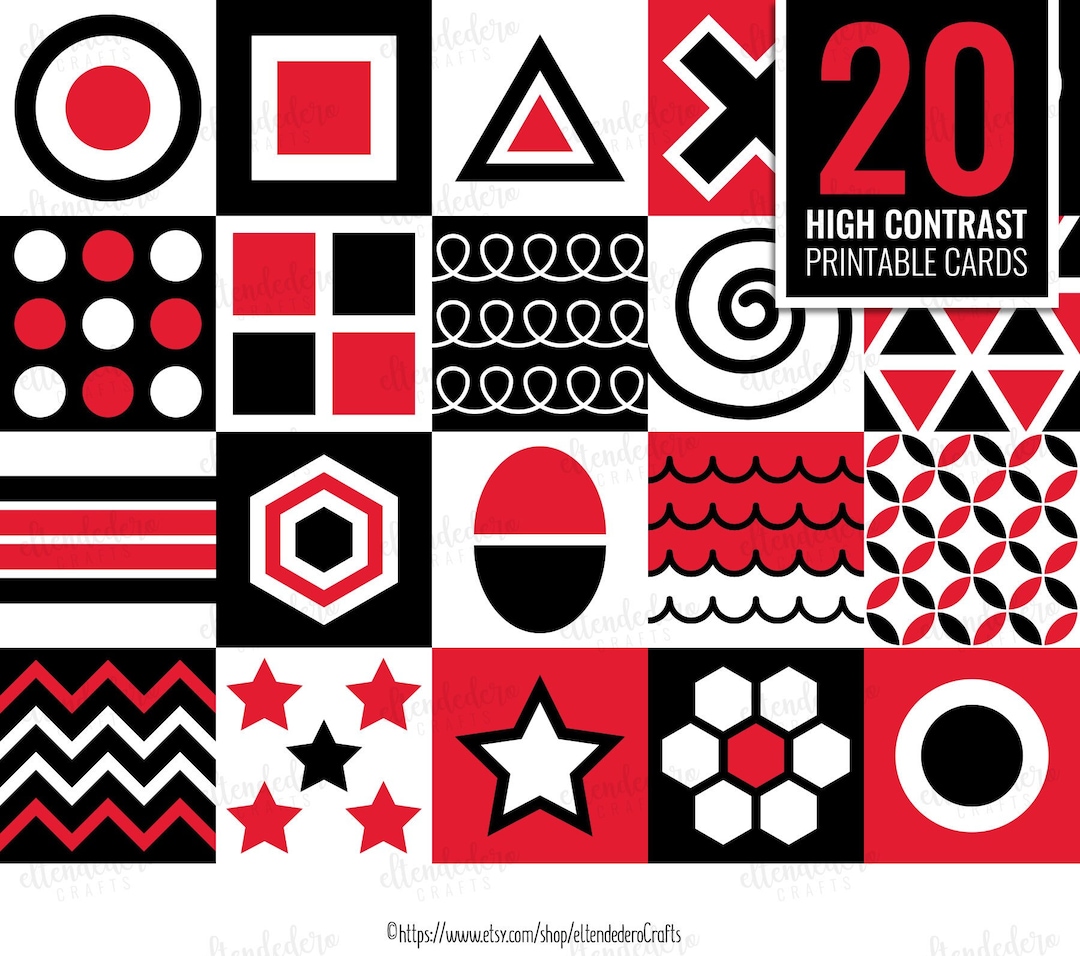 PRINTABLE High Contrast Baby Cards Monochrome Sensory Flash Etsy