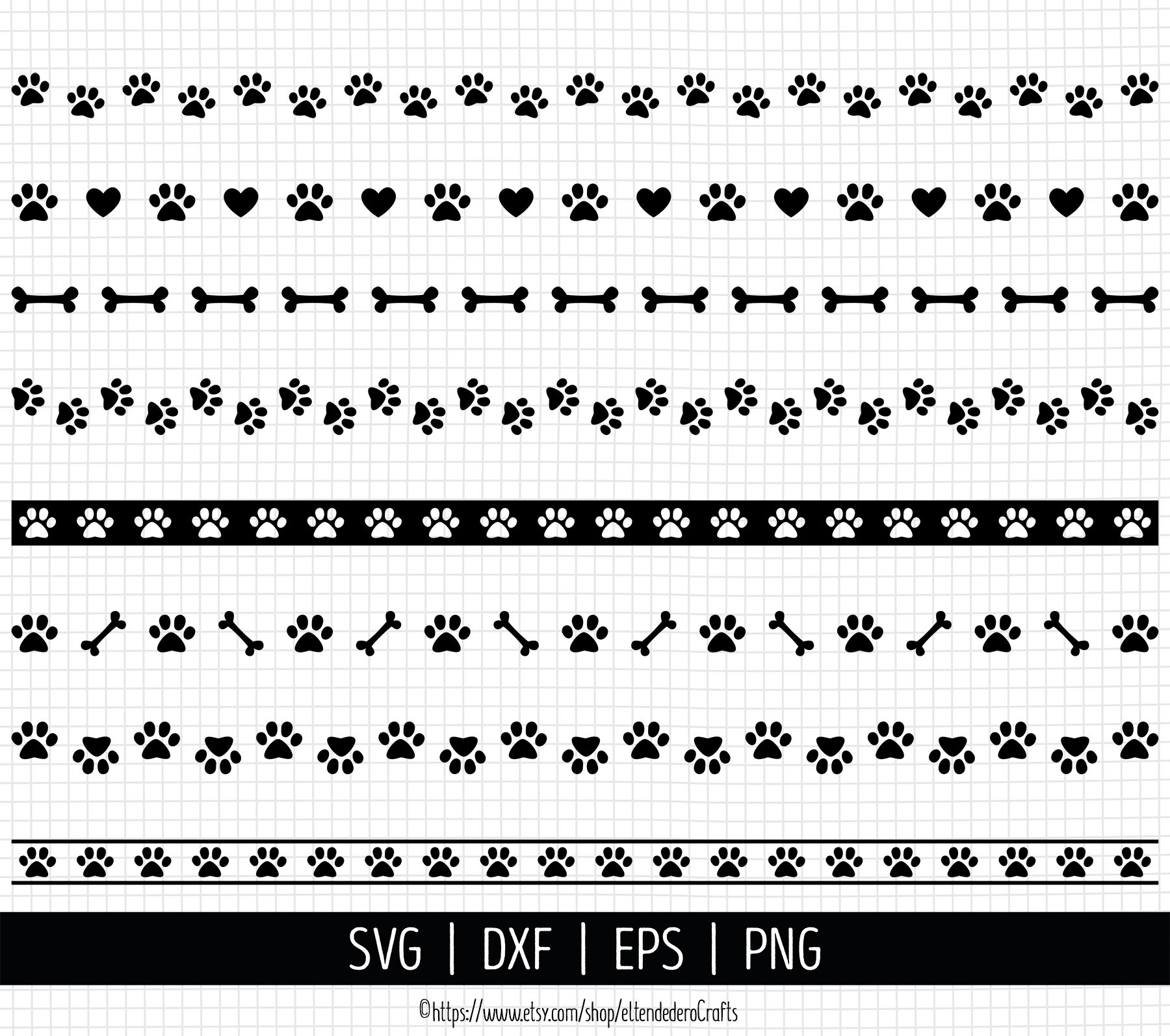 Hængsel Chaiselong låg Paw Dividers SVG. Dog Paw Prints Line Dividers Cut Files Set | Etsy