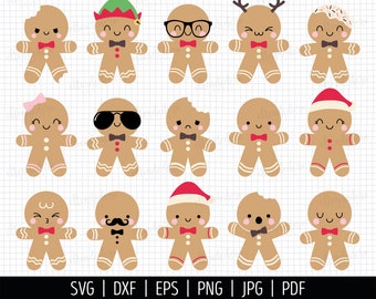 Gingerbread Man SVG. Kids Christmas Gingerbread Woman Clipart PNG. Gingerman Cookies Bundle. Instant Download Cut Files for Cutting Machine