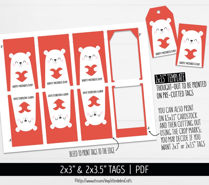 Baby Animals Happy Mother/'s Day Treat Gift Decor Mothers Day Tags I Love You Mom PDF Instant Download Mama Bear Favor Bag Labels