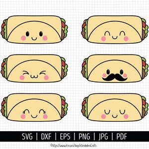 Burrito SVG. Cinco de Mayo Cut Files. Mexican Food SVG, Kawaii Burrito with Mustache PNG Clipart. Cute Face Shirt Vector for Cutting Machine