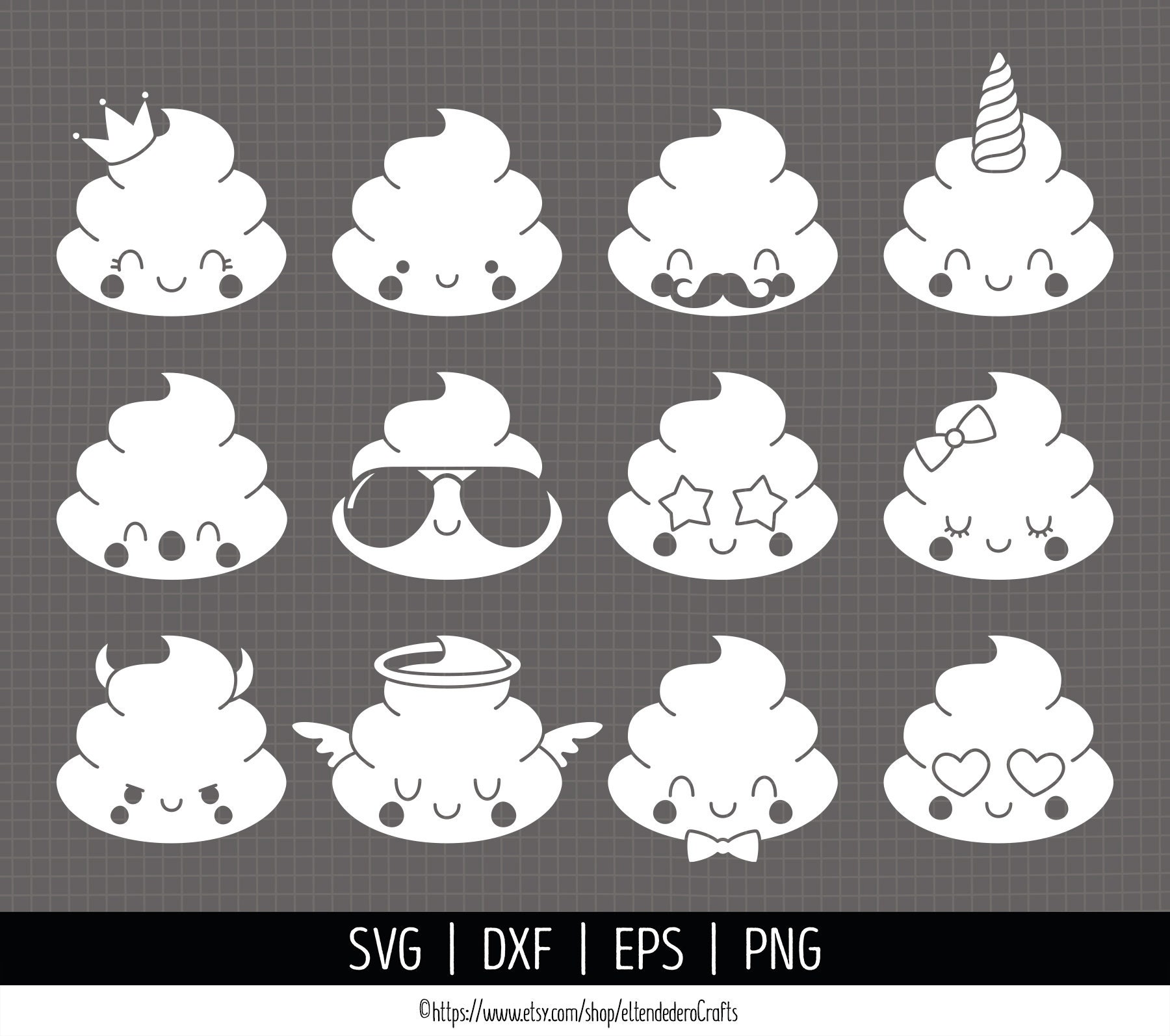 Papercraft Vector Files Silhouette Cut Files Poop Svg Eps Poop Emoji ...