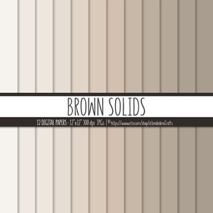 Brown Solids Digital Paper Set. Plain Pastel Backgrounds. Monochrome Solid Beige Palette Gradient Scheme Papers. Digital Scrapbook Download