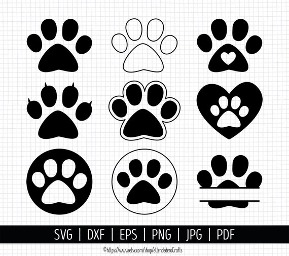SVG Huellas Perro. Archivos de Corte Huellas Patas. Clipart Pisadas  Mascota. Descarga Digital dxf, eps, png, jpg, pdf
