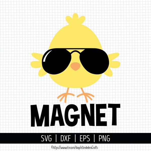 Chick Magnet SVG. Easter Chicken PNG. Boy Chick with Sunglasses Cut File. T-shirt dxf EPS Vector Files for Cutting Machine Instant Download