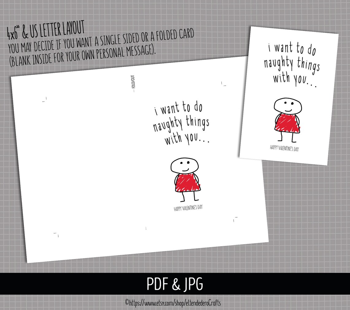 PRINTABLE Valentines Card. Naughty Happy Valentine's Day - Etsy