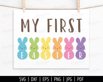 My First Easter SVG. Cute Baby Shirt, Easter Bunny PNG Clipart. Sweet Baby Bunnies Silhouette Cut Files, Vector DXF Cutting Machine