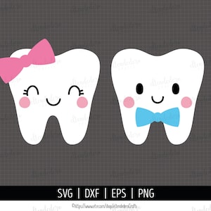 Tooth Fairy Bag SVG. Girl Tooth with Bow Cut Files. Boy Tooth with Bow Tie PNG Clipart. Kids Vector Cutting Machine Instant Download dxf eps
