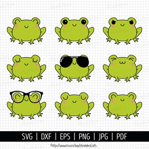 Kikker SVG. Meisje en jongen Baby kikker PNG clipart. Kinderen kikker met zonnebril bril gesneden bestanden silhouet vector snijmachine Instant Download