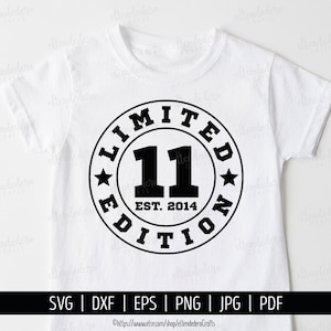 Elf Est 2014 SVG. 11e verjaardag shirt vector snijmachine. 11 Years Squad Limited Edition badge gesneden bestanden silhouet Cricut downloaden