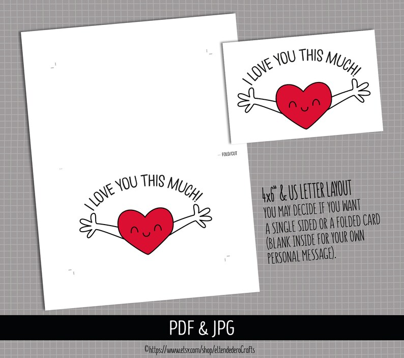 PRINTABLE Love Card. Digital I Love You Note. Cute Kids - Etsy