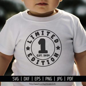 1. Geburtstag SVG. Eine Ost 2024 Shirt Vektor-Schneidemaschine. 1 Jahr Squad Limited Edition Badge Schnittdateien Silhouette Cricut Download