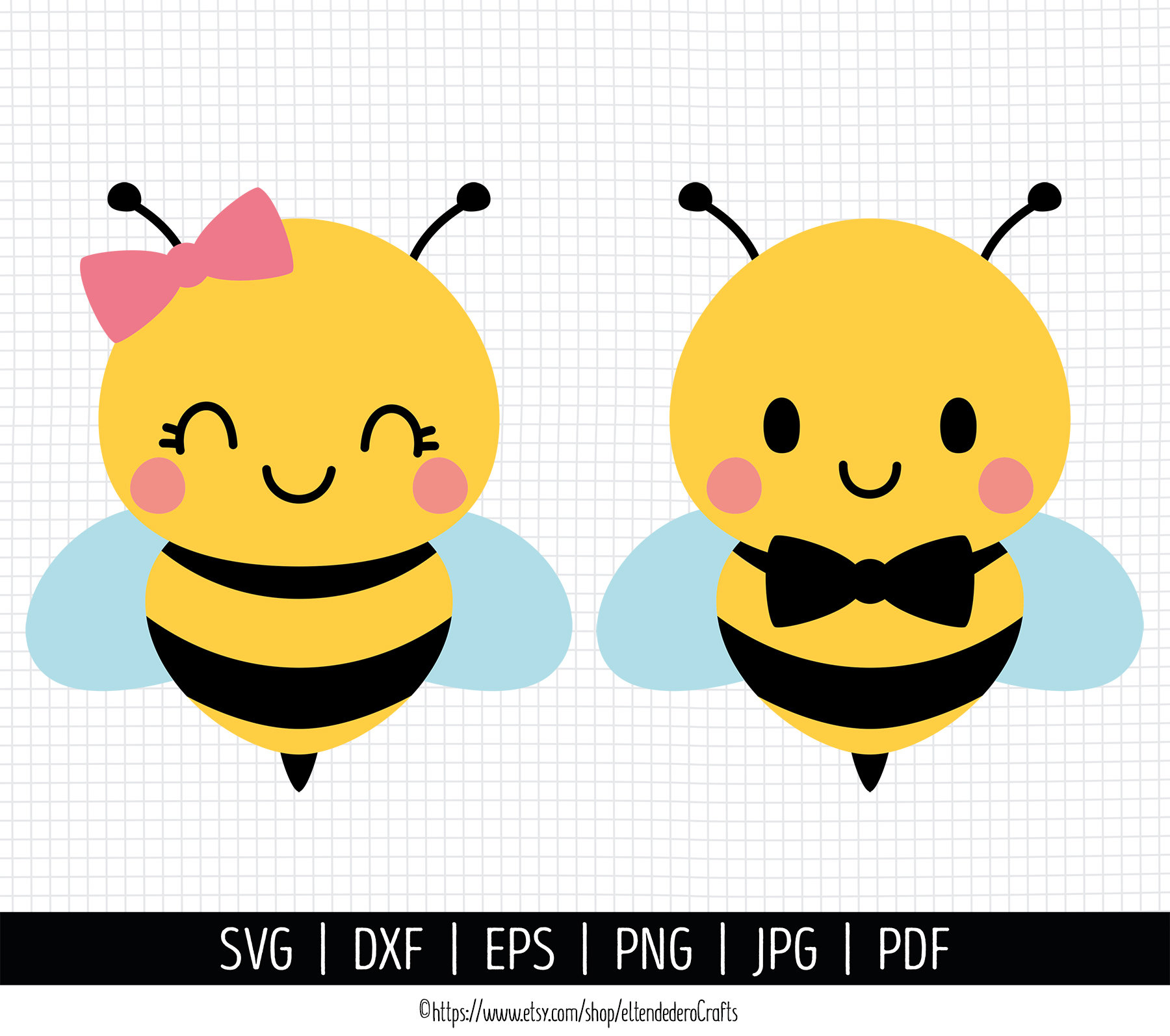 SVG Abeja Niña y Niño. Archivos de Corte Abeja Infantil, Bebé. Clipart Abejas Descarga Digital dxf, eps, png, jpg, pdf