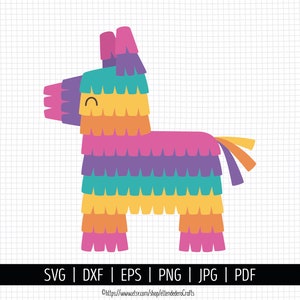 Pinata SVG. Fiesta Cinco de Mayo SVG. Bambini Festa Messicana PNG Clipart Tradizionale Messico Donkey Pinata File di taglio. File di macchina da taglio vettoriale