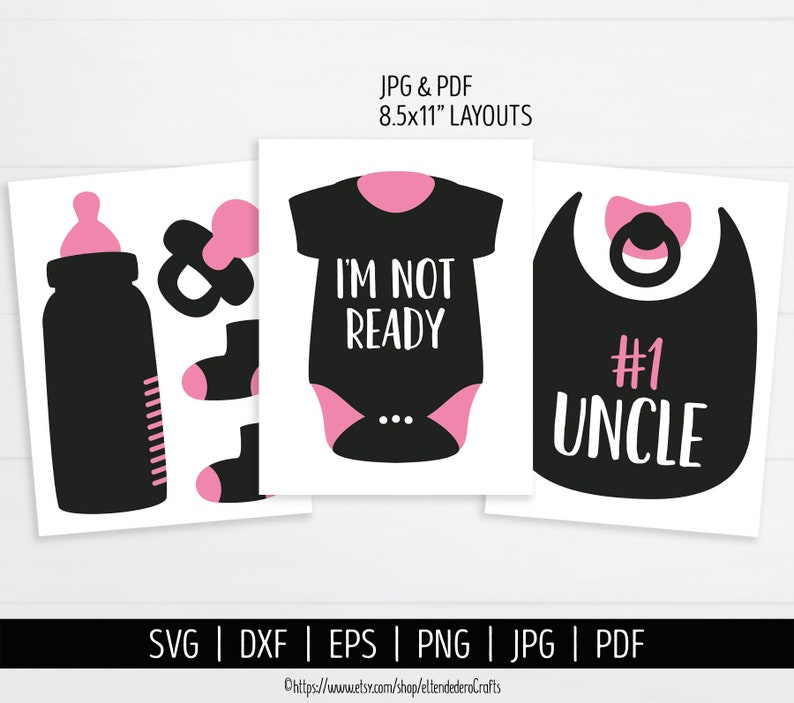 Printable Girl Baby Shower Selfie Station Accessories PNG eps dxf Funny Baby Photo Booth Props SVG Baby Speech Bubbles Vector Cut Files