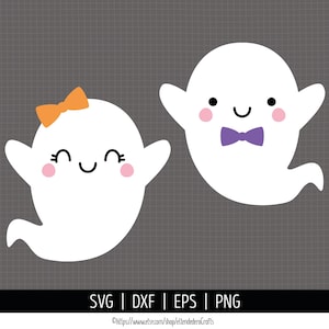 Ghost SVG. Kids Halloween Clipart. Cute Girl Ghost with Bow Vector Cut Files for Cutting Machine. Ghost Bowtie png dxf eps Instant Download
