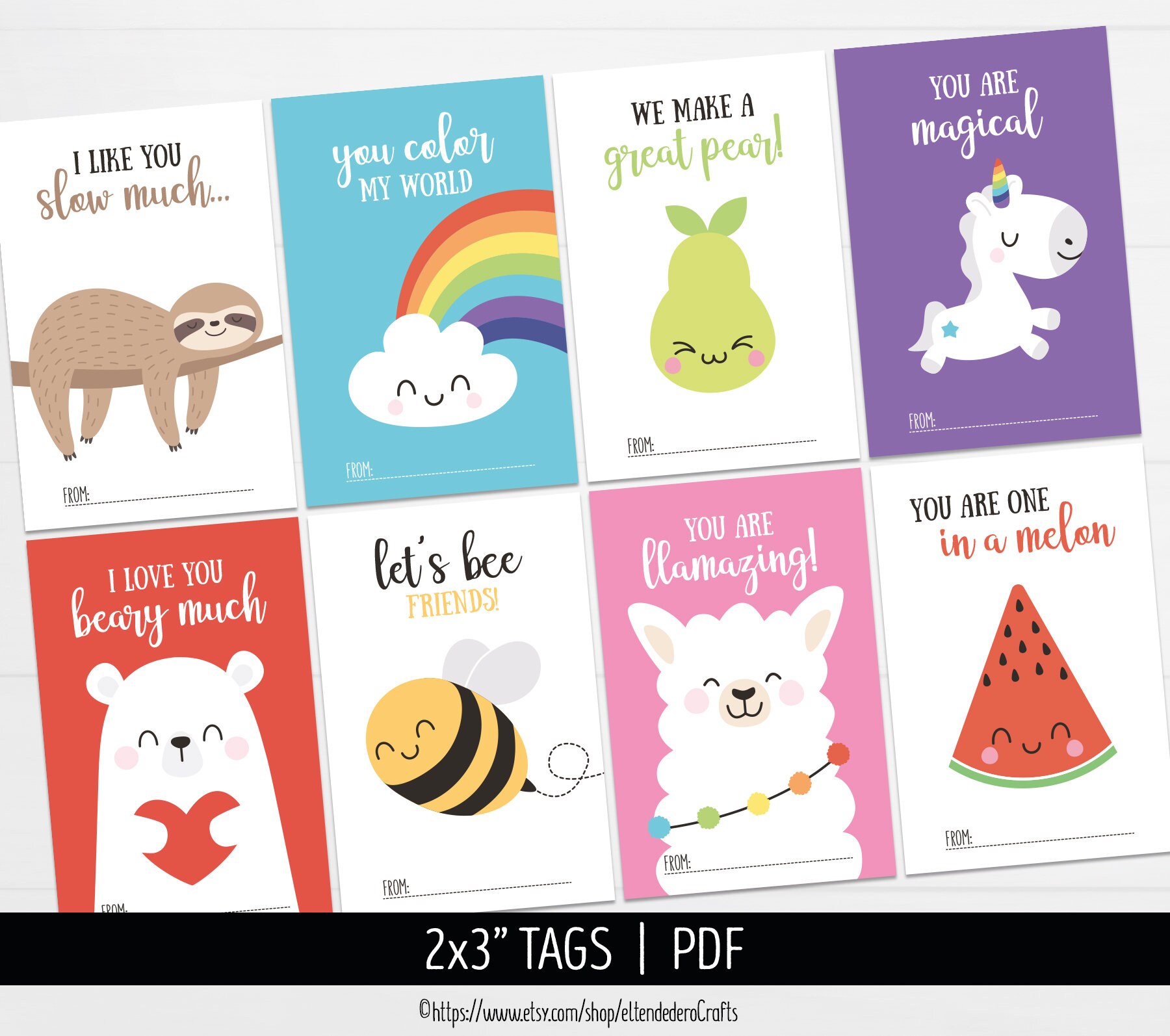 Tarjetas Frases Inglés San Valentín Infantil. Día Enamorados  Etsy España