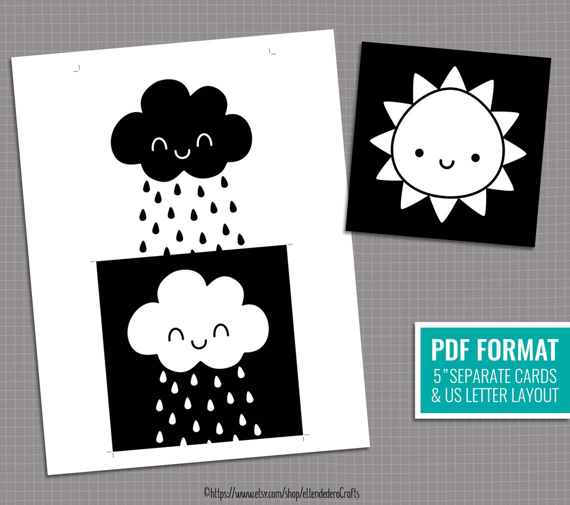 PRINTABLE High Contrast Baby Cards. Monochrome Sensory Flash | Etsy
