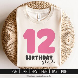 12 feestvarken gesneden SVG-bestand. 12e verjaardagsfeestje Shirt Vector voor snijmachine. Girl Twelve Squad silhouet Cricut-bestanden downloaden