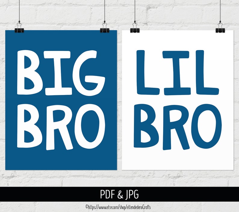 PRINTABLE Big Bro Lil Bro Poster. Siblings Wall Art Kids Room - Etsy