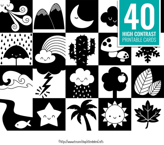 PRINTABLE High Contrast Baby Cards. Monochrome Sensory Flash | Etsy