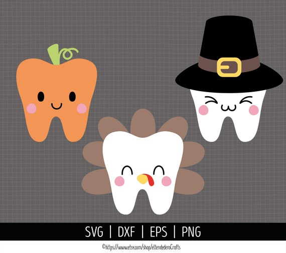 Thanksgiving Tooth Fairy SVG. Pumpkin Turkey Pilgrim Tooth Cut Etsy