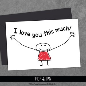 PRINTABLE Love Card. Digital I Love You Note. Cute Kids | Etsy