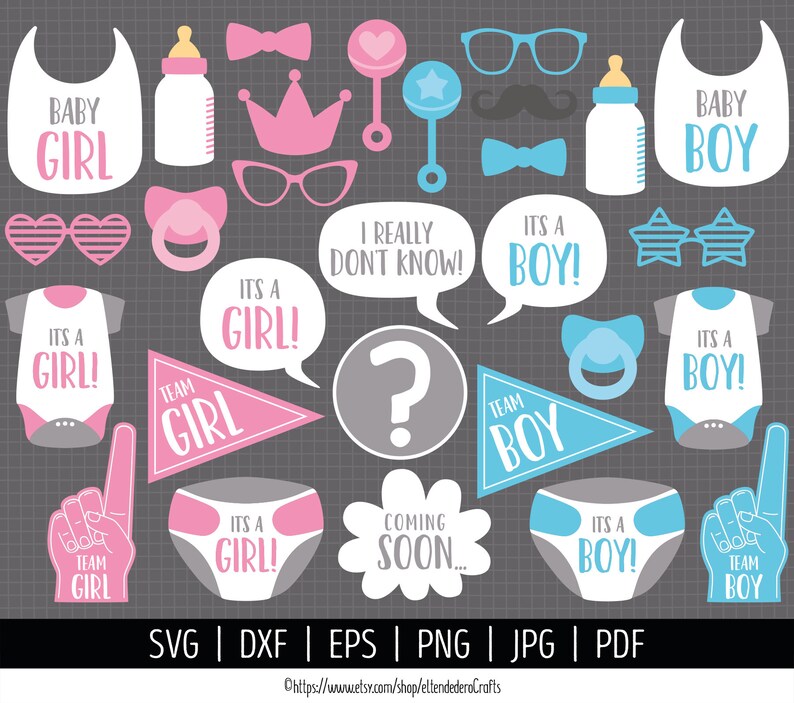 Gender Reveal Photo Booth Props SVG. Team Girl Team Boy Vector Etsy