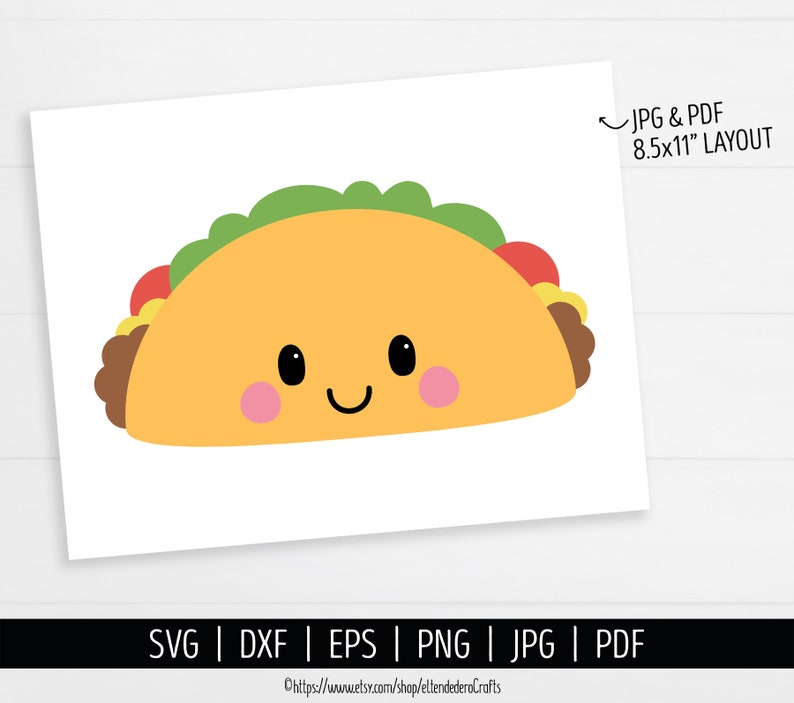 Taco SVG dxf eps Mexican Food SVG Cute Face Shirt Vector Cutting Machine Kawaii Taco with Mustache PNG Clipart Cinco de Mayo Cut Files