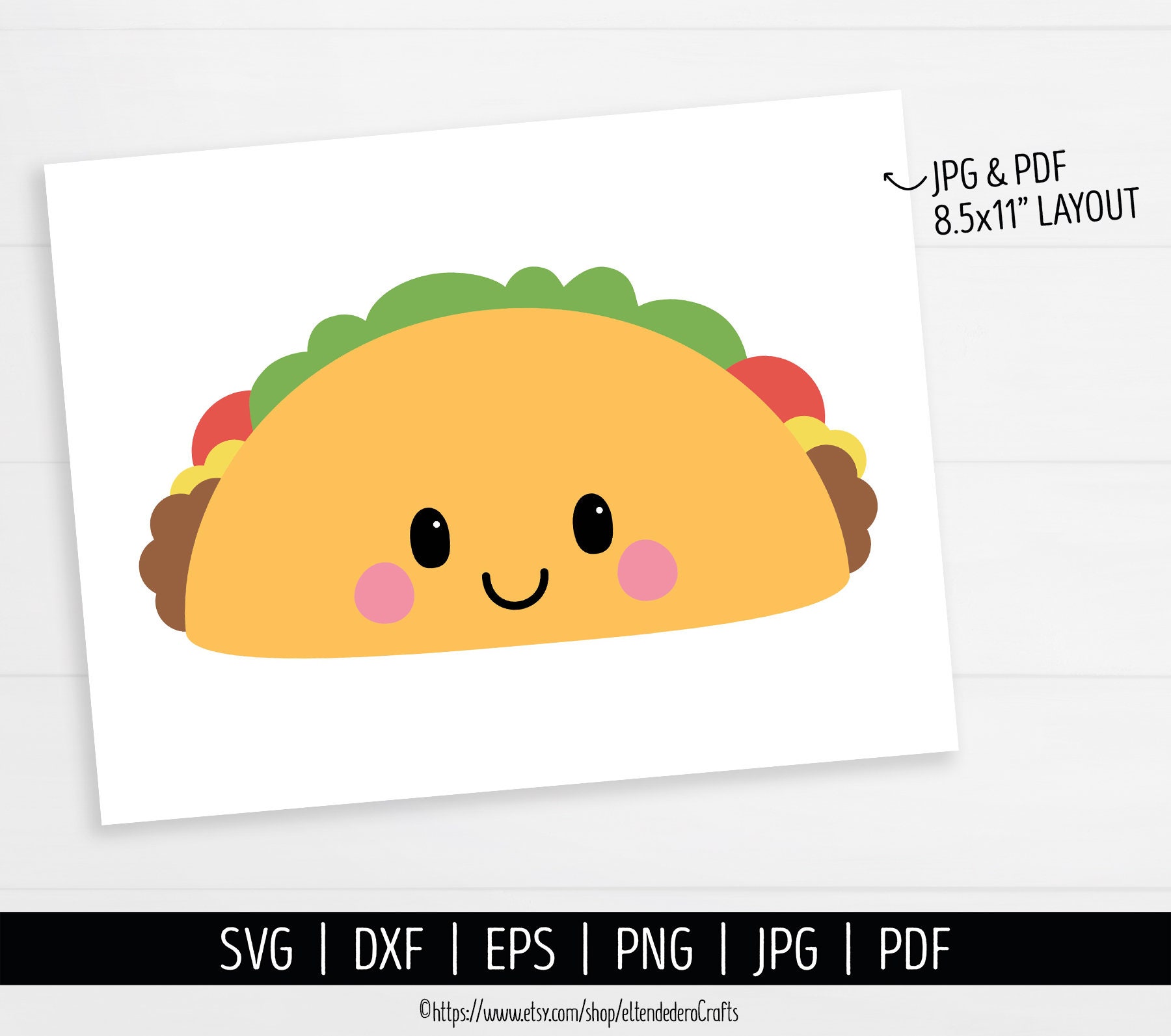 Taco SVG. Cinco De Mayo Cut Files. Mexican Food SVG, Kawaii Taco With ...