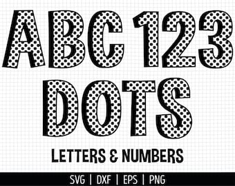 Polka Dot Alphabet SVG. Dots Pattern Font Clipart. Letters and Numbers Monogram Cut Files. Vector Files for Cutting Machine, png dxf eps