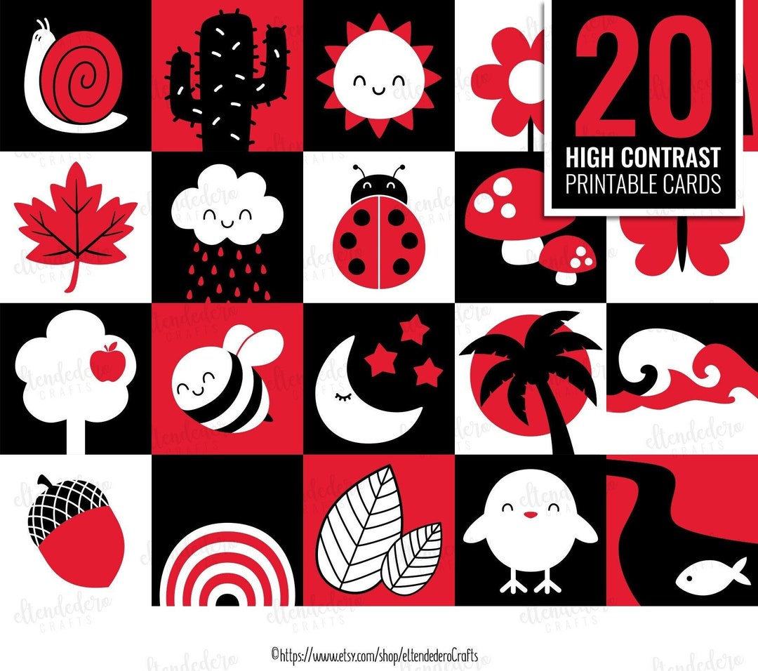 PRINTABLE High Contrast Baby Cards. Monochrome Sensory Flash - Etsy