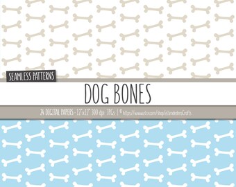 Bones Digital Paper Pack. Pastel Dog Bones Seamless Patterns. Printable  Papers Set. Baby Kids Puppy Backgrounds, Digital Scrapbook Download