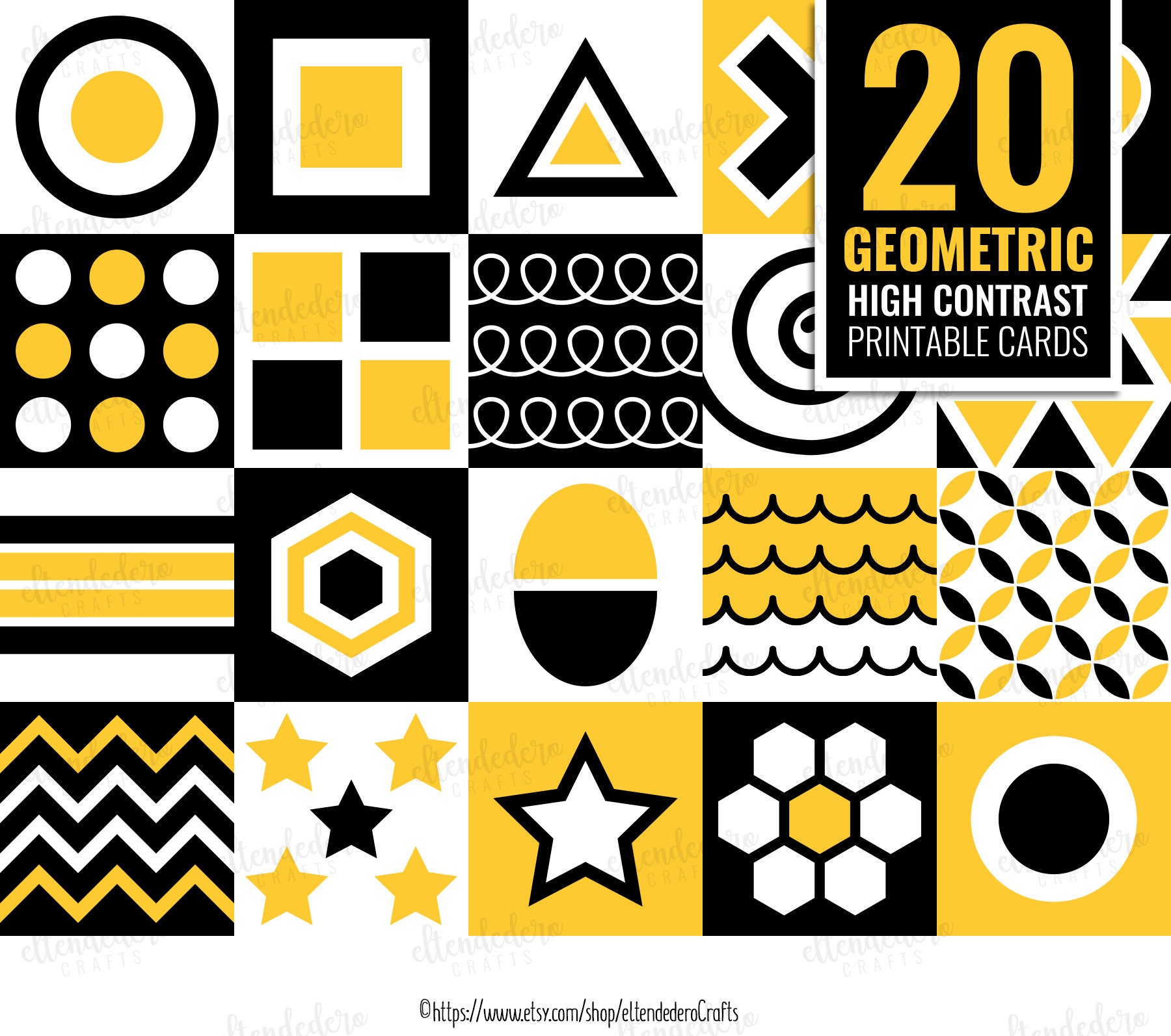 PRINTABLE High Contrast Baby Cards. Monochrome Sensory Flash Cards, Infant Stimulation, Black White Red Shapes for Babies Digital Download