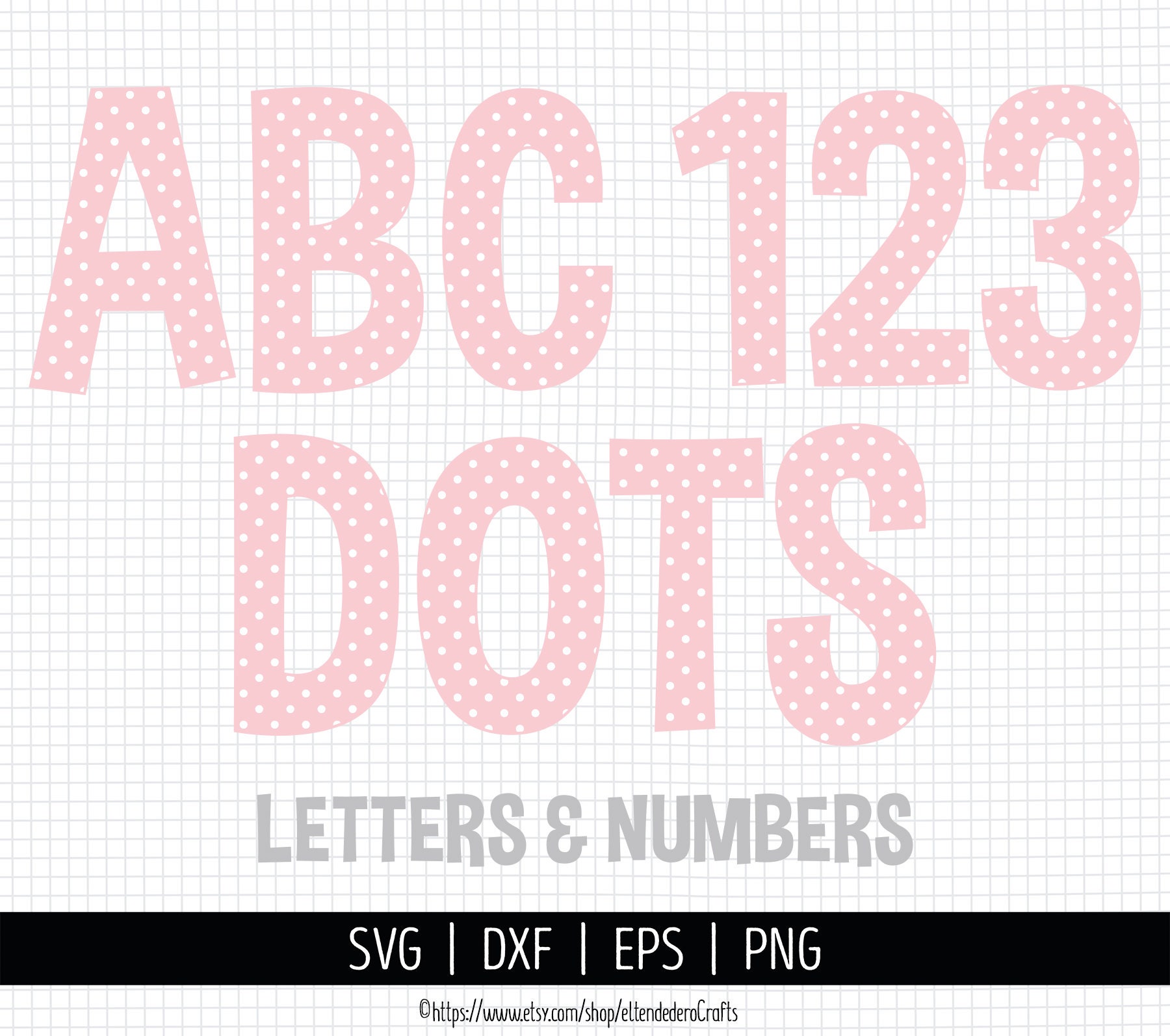 Baby Pink Polka Dot Alphabet SVG. Dots Pattern Font Clipart. Letters & Numbers Monogram Cut Files. Vector Files Cutting Machine, png dxf eps