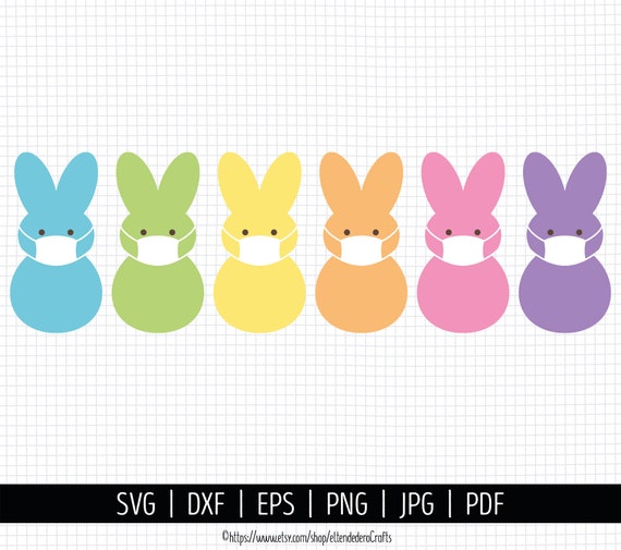 Marshmallow Bunny With Mask Svg Quarantine Easter Bunnies Etsy