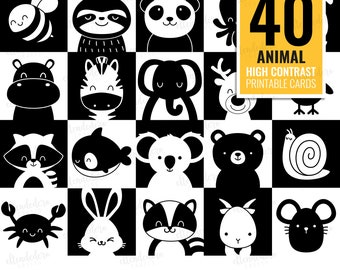 PRINTABLE High Contrast Baby Cards. Monochrome Sensory Flash Cards, Infant Stimulation, Black & White Shapes for Babies PDF Digital Download