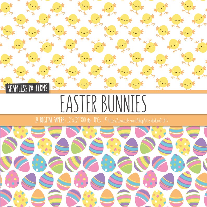 Easter Digital Paper Package. Kids Easter Bunnies Seamless - Etsy