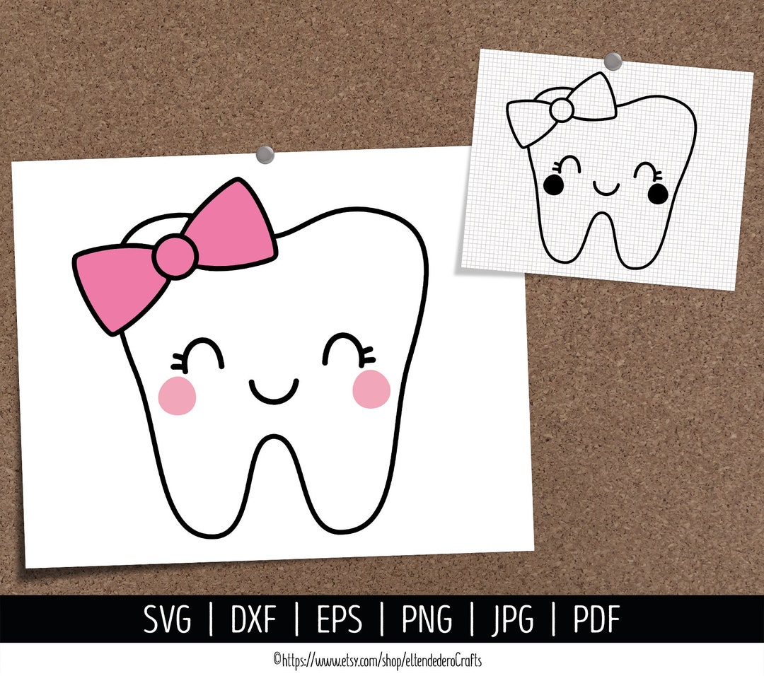 Tooth With Bow SVG. Baby Girl Tooth Cut Files. Cartoon Kids Etsy