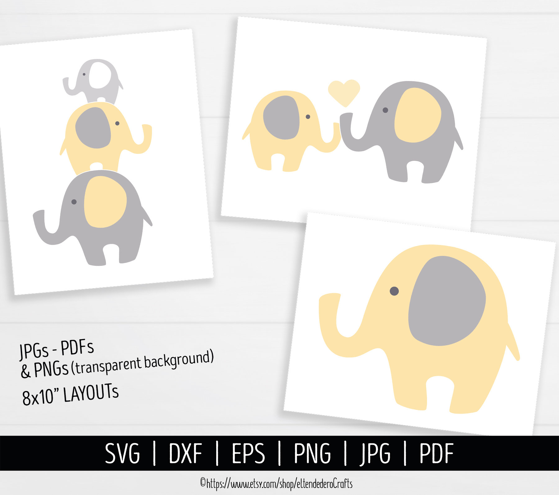 Elephant SVG. Nursery SVG Bundle Clipart Cut Files. Yellow | Etsy